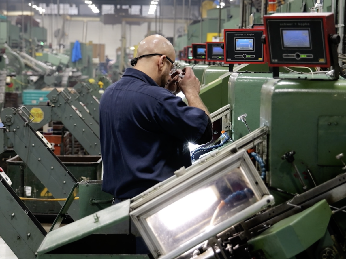 Indoor walkthrough of the EJOT ATF production line